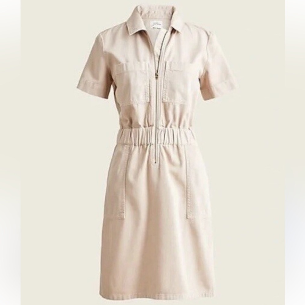J.Crew Chino Dress sz  Pale Pink Zip Up COMFY + CASUAL Size 14